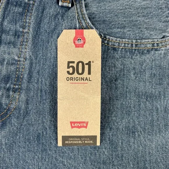 Levi's 501 Original Button Fly Medium Wash Denim Jeans Men's Sizes 32x30 - 34x34 - Picture 4 of 5
